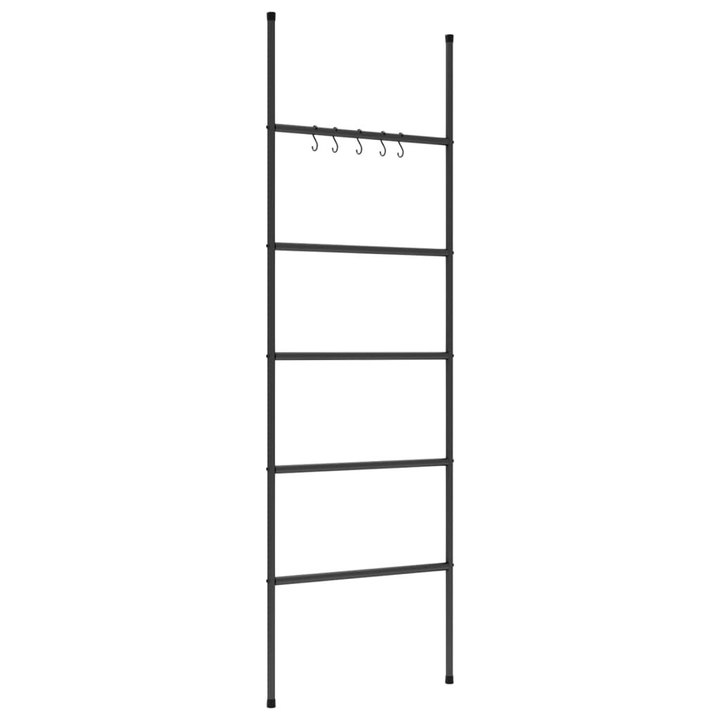 vidaXL Towel Rack Ladder with 5 Tiers Black 58x175 cm Iron
