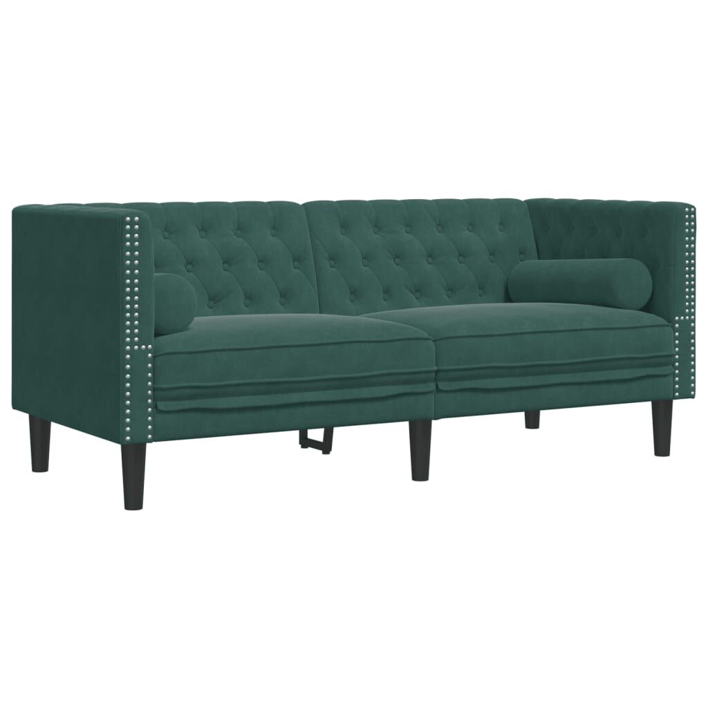 vidaXL 2 Piece Chesterfield Sofa Set with Bolsters Dark Green Velvet