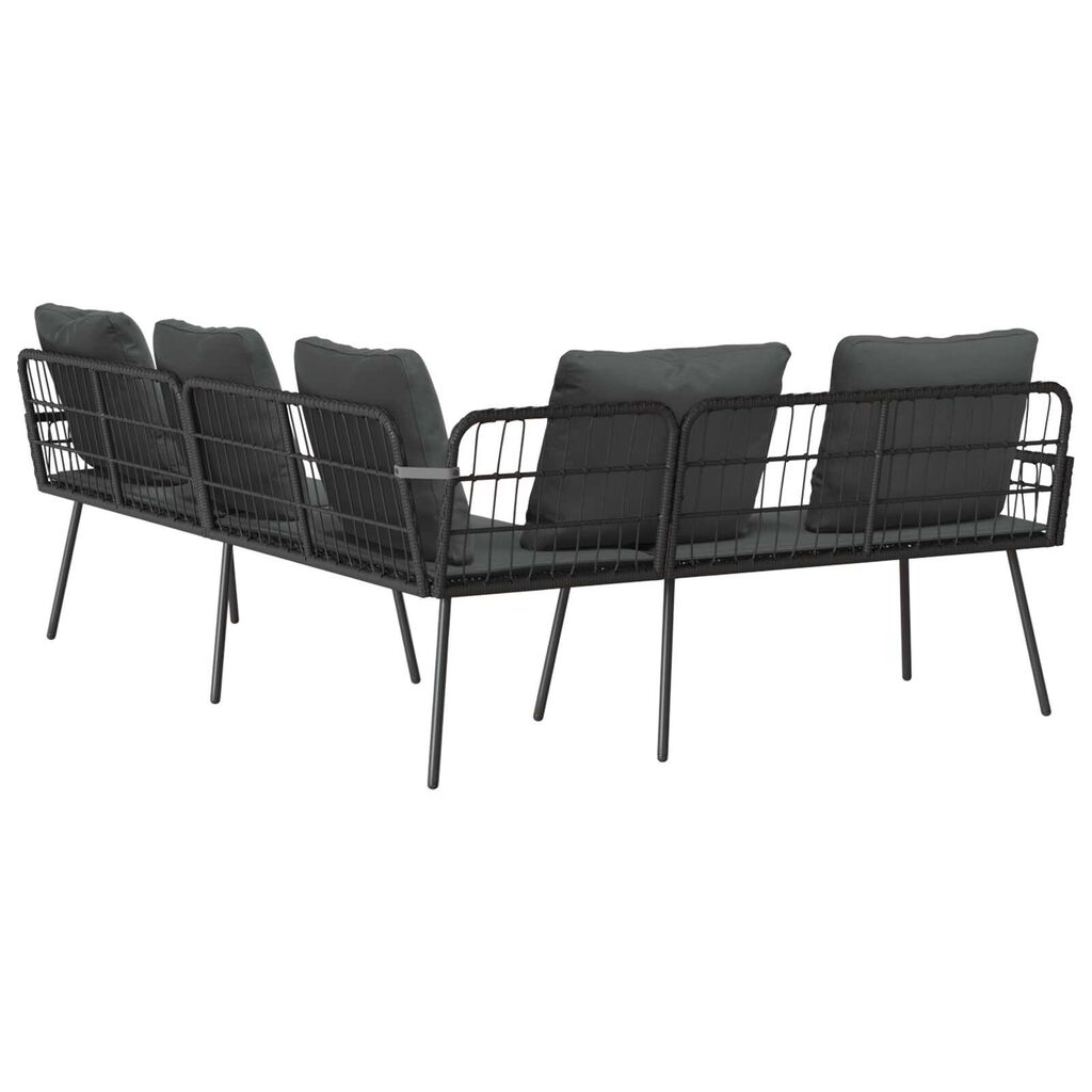 vidaXL L-Shaped Sofa Black 231x173x78 cm Poly Rattan