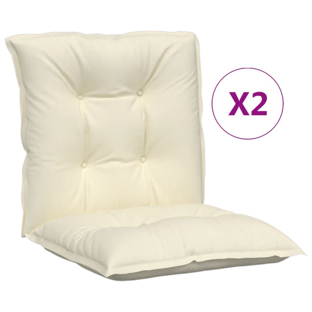 vidaXL Garden Lowback Chair Cushions 2 pcs Cream 100x50x7 cm Fabric