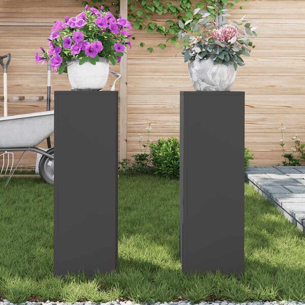vidaXL Plant Stand 2 pcs Black 24 x 24 x 75 cm Steel