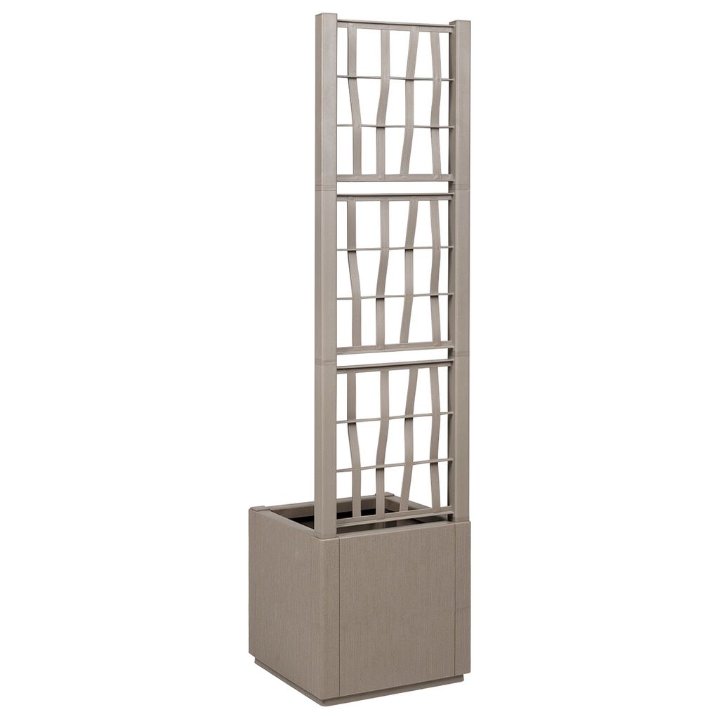 vidaXL Garden Planter with Trellis - Light Brown - 36x36x140 cm - PP