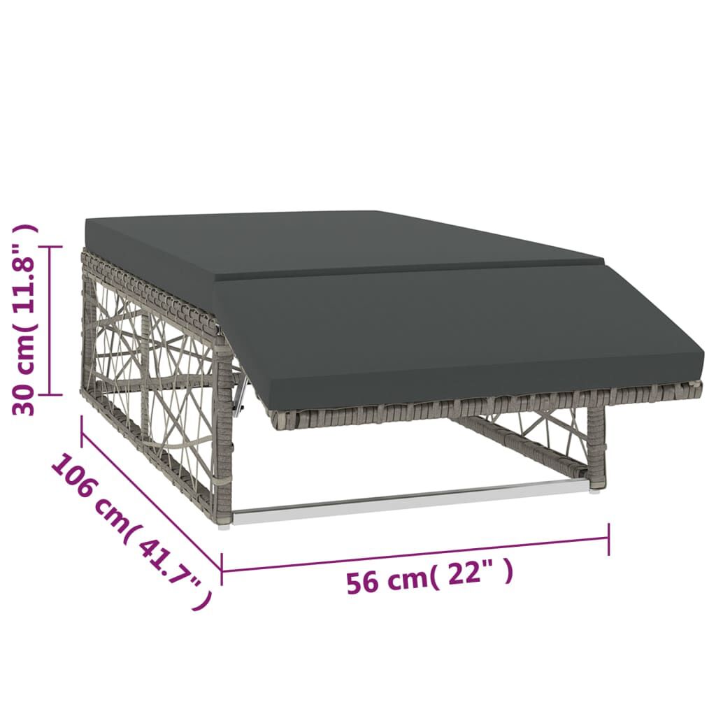 vidaXL 2 Piece Garden Lounge Set with Cushions Poly Rattan Grey
