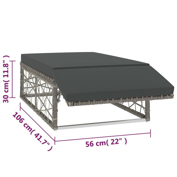vidaXL 2 Piece Garden Lounge Set with Cushions Poly Rattan Grey