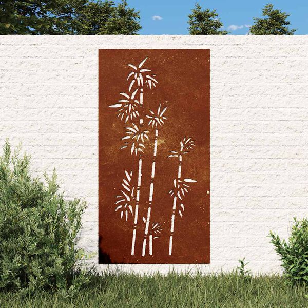vidaXL Garden Wall Decoration 105x55 cm Corten Steel Bamboo Design