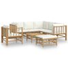 vidaXL 8 Piece Garden Lounge Set with Cream White Cushions Bamboo