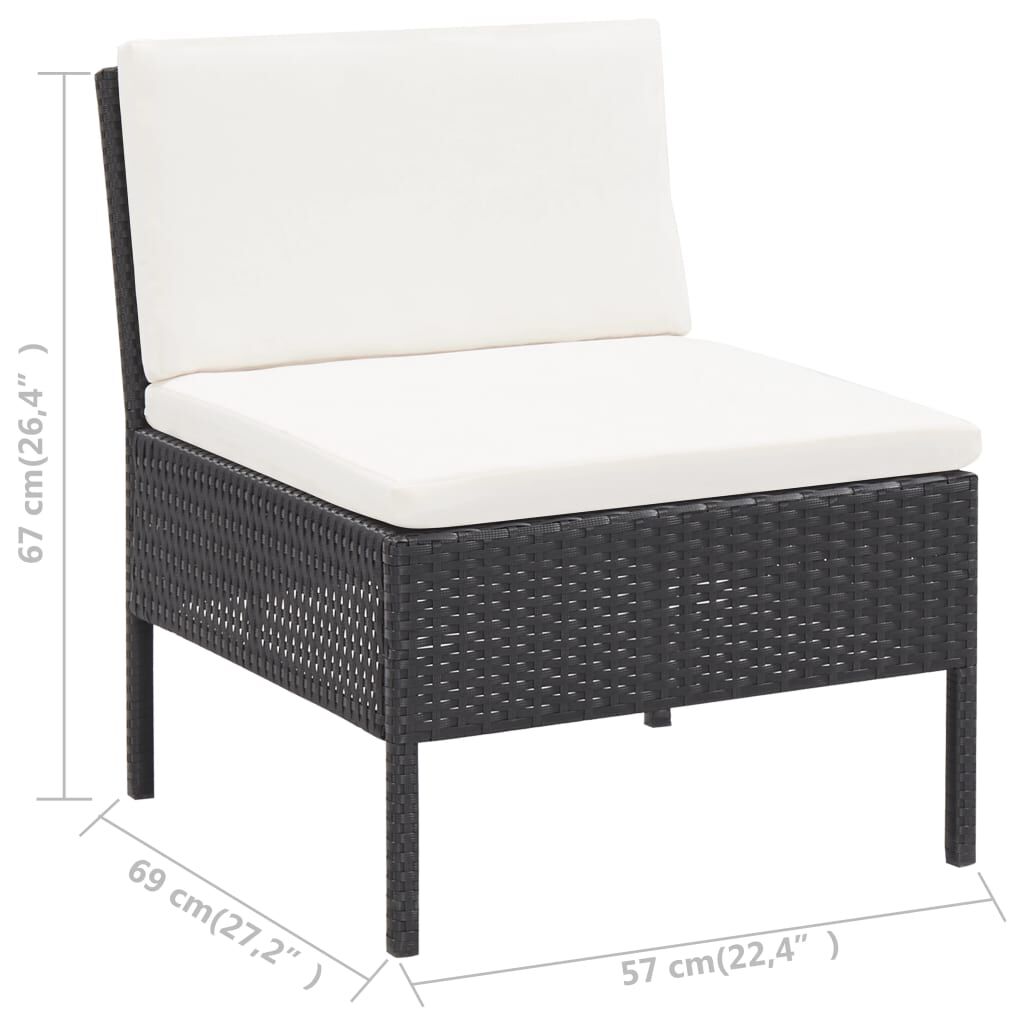 vidaXL 5 Piece Garden Sofa Set with Cushions Poly Rattan Black