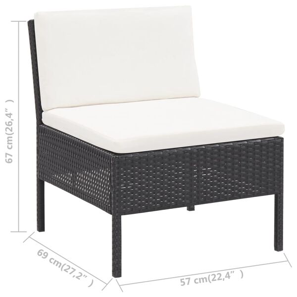 vidaXL 5 Piece Garden Sofa Set with Cushions Poly Rattan Black