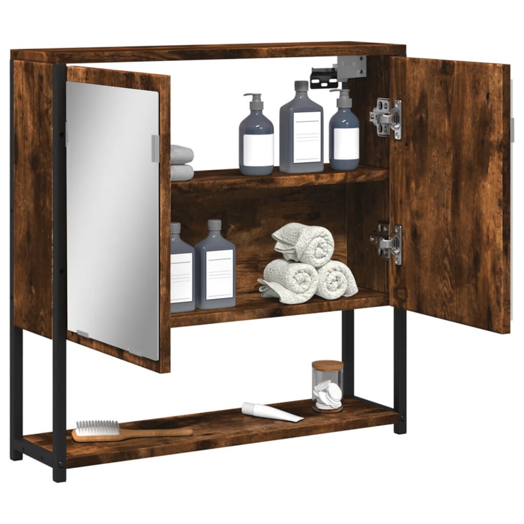vidaXL Bathroom Mirror Cabinet Smoked Oak 60x16x60 cm Engineered Wood