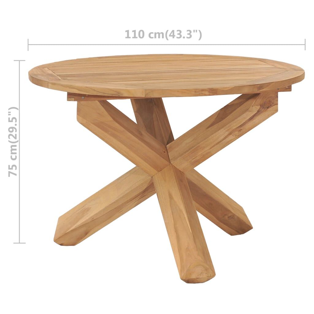 vidaXL Garden Dining Table Ø110x75 cm Solid Teak Wood