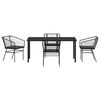 vidaXL Garden Dining Set 5 pcs Black Poly Rattan
