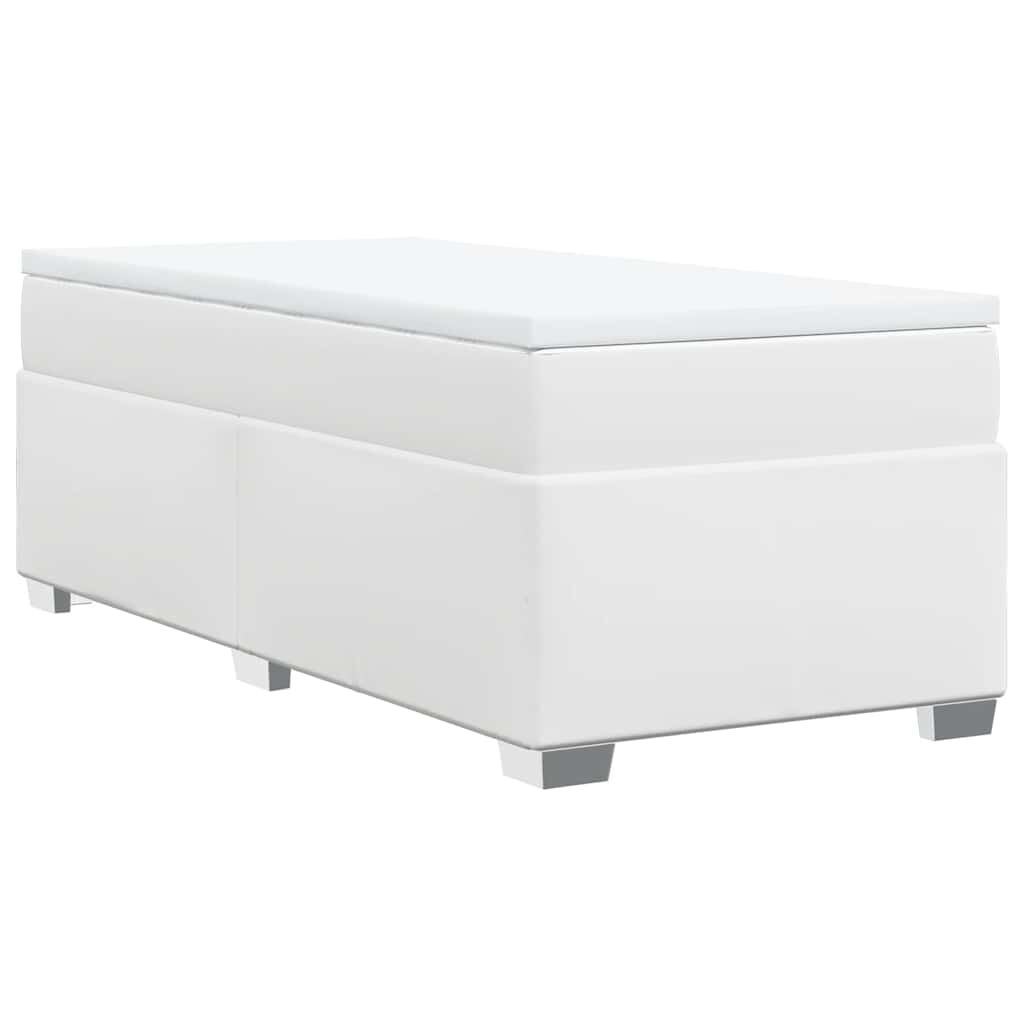 vidaXL Box Spring Bed with Mattress White Twin Faux Leather