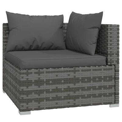 vidaXL 4 Piece Garden Lounge Set with Cushions Poly Rattan Grey