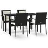 vidaXL 5 Piece Garden Dining Set with Cushions Black Poly Rattan