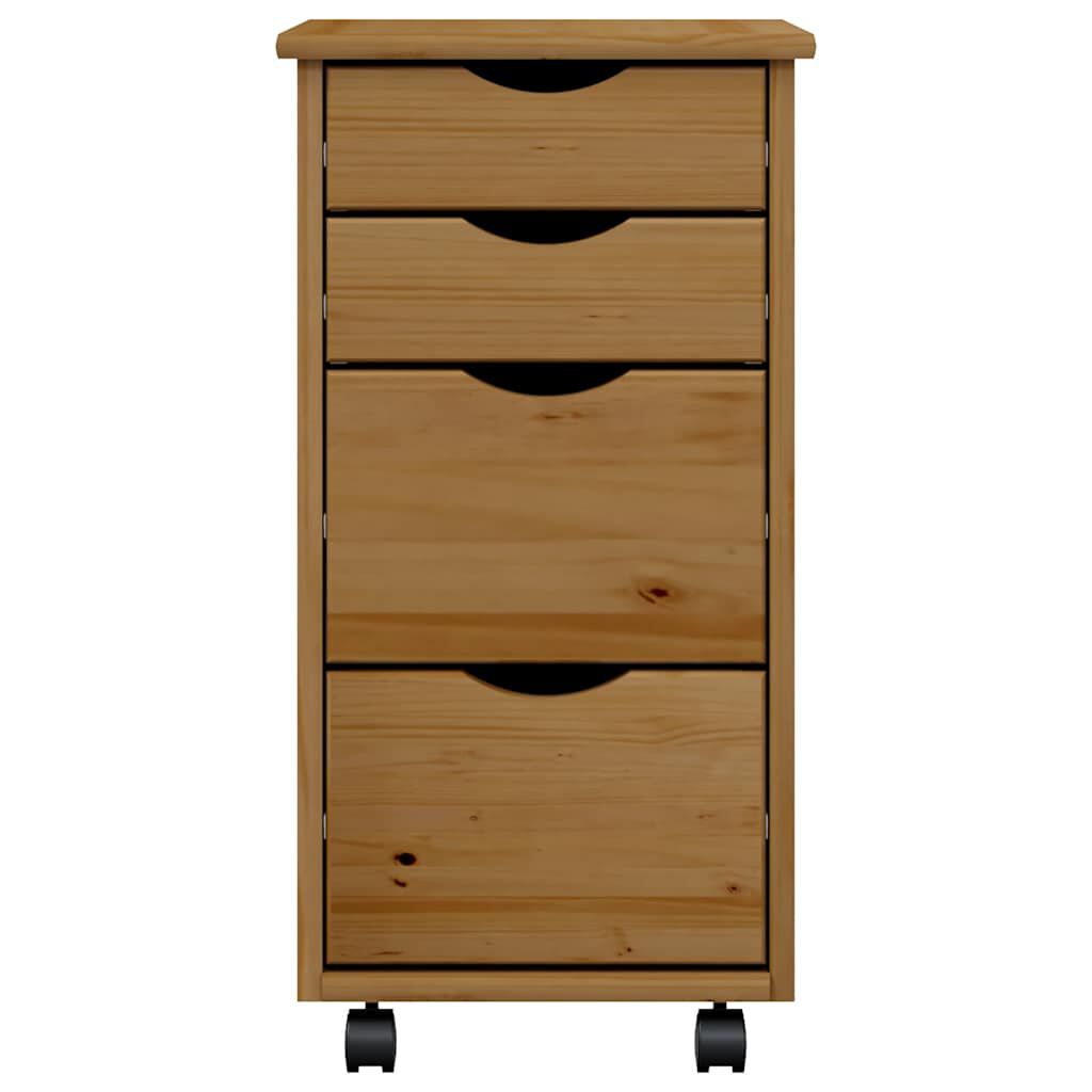 vidaXL Rolling Cabinet with Drawers MOSS Honey Brown Solid Wood Pine