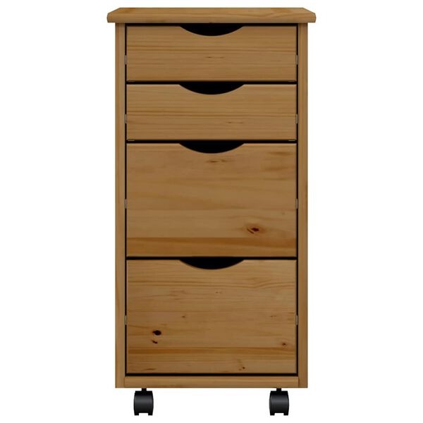 vidaXL Rolling Cabinet with Drawers MOSS Honey Brown Solid Wood Pine