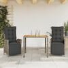 vidaXL 3 Piece Garden Dining Set with Cushions Grey Poly Rattan