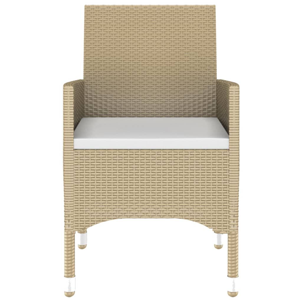 vidaXL 3 Piece Garden Dining Set Poly Rattan Beige