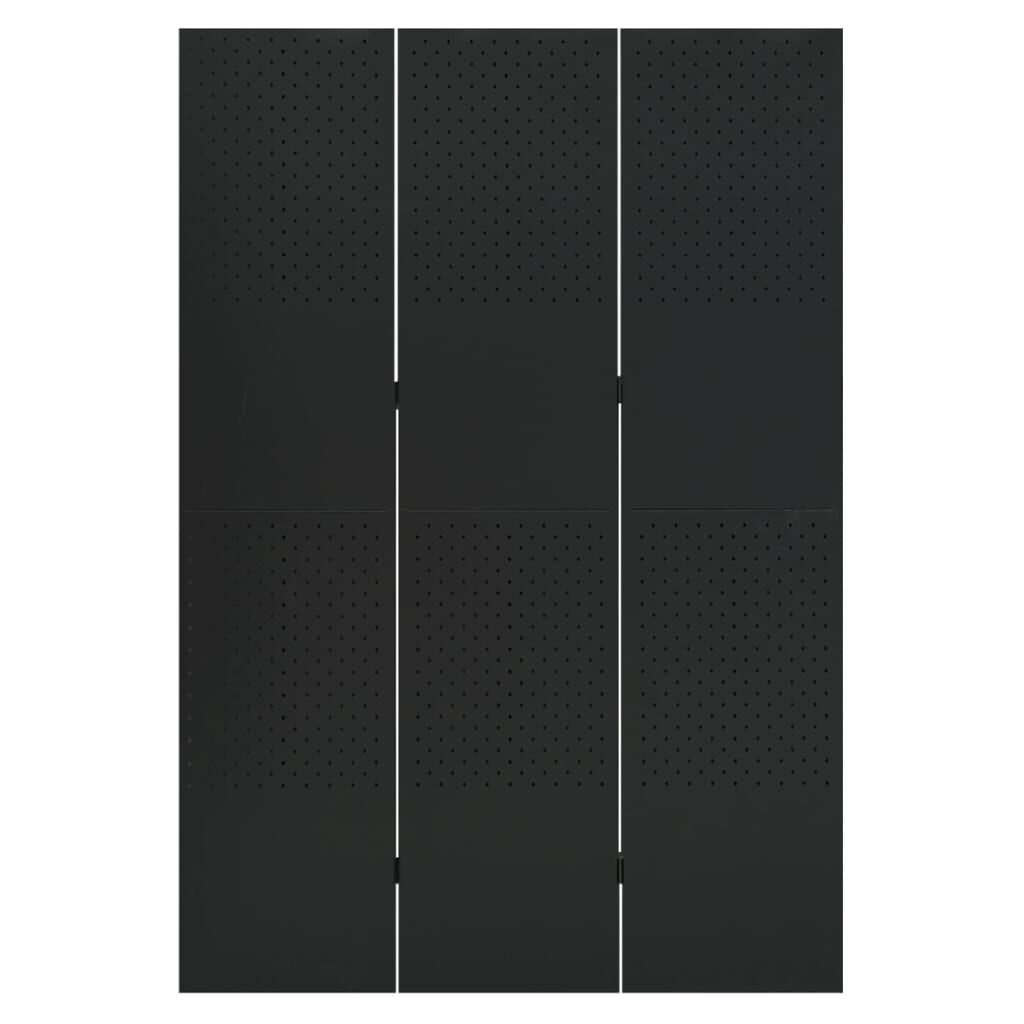 vidaXL 3-Panel Room Divider Black 120x180 cm Steel