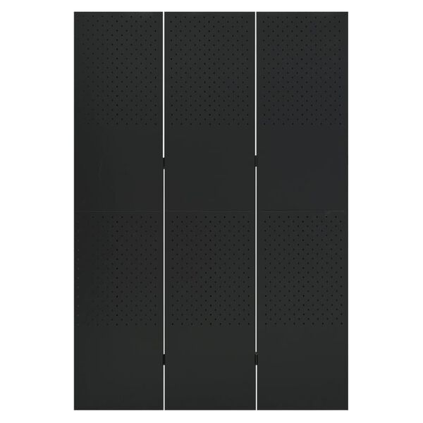 vidaXL 3-Panel Room Divider Black 120x180 cm Steel