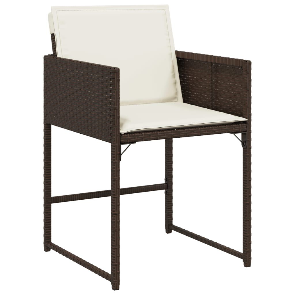 vidaXL 7 Piece Garden Dining Set with Cushions Brown Poly Rattan