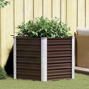 vidaXL Garden Raised Bed Brown 129x129x77 cm Galvanised Steel
