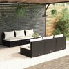 vidaXL 7 Piece Garden Lounge Set with Cushions Poly Rattan Black