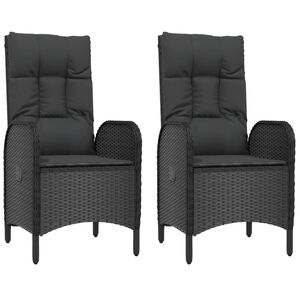 vidaXL Outdoor Chairs 2 pcs Poly Rattan Black