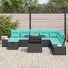 vidaXL Garden Sofa Set with Cushion 9 pcs Black Poly rattan