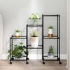 vidaXL Flower Stand with Wheels 83x25x83.5 cm Black Iron