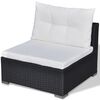 vidaXL 5 Piece Garden Lounge Set with Cushions Poly Rattan Black