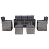 vidaXL 6 Piece Garden Lounge Set with Cushions Poly Rattan Grey
