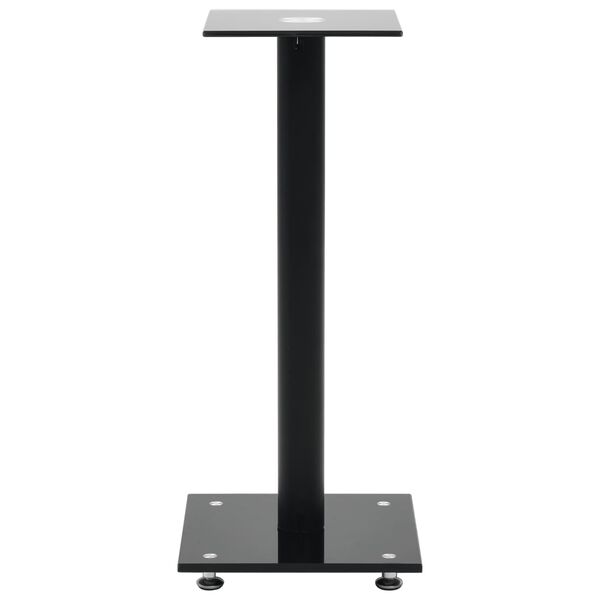 vidaXL Speaker Stands 2 pcs Tempered Glass 1 Pillar Design Black