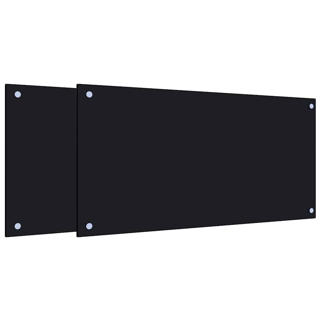 vidaXL Kitchen Backsplashes 2 pcs Black 80x40 cm Tempered Glass