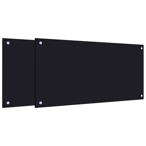 vidaXL Kitchen Backsplashes 2 pcs Black 80x40 cm Tempered Glass