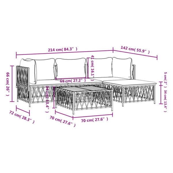 vidaXL 5 Piece Garden Lounge Set with Cushions Anthracite Steel