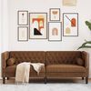 vidaXL Chesterfield Sofa with Bolsters 3-Seater Brown Faux Suede Leather