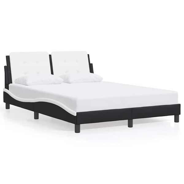 vidaXL Bed Frame without Mattress "Zadar" Black and White 137x190 cm Faux Leather