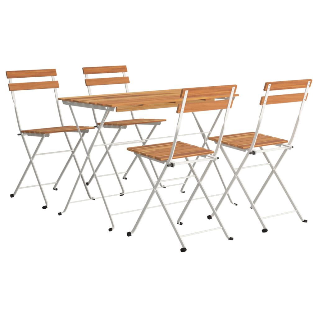 vidaXL 5 Piece Folding Bistro Set Solid Wood Acacia and Steel