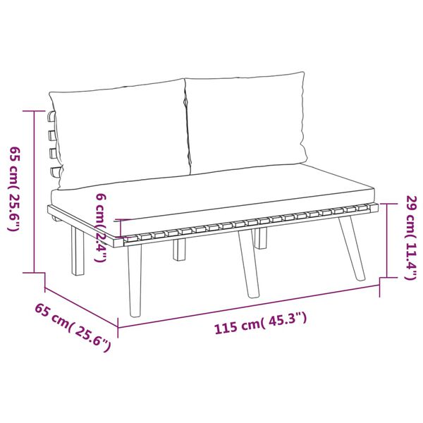 vidaXL 5 Piece Garden Lounge Set with Cushions Solid Wood Acacia