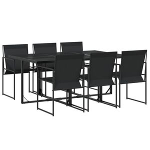 vidaXL 7 Piece Garden Dining Set Black Textilene