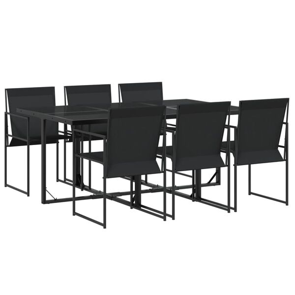 vidaXL 7 Piece Garden Dining Set Black Textilene