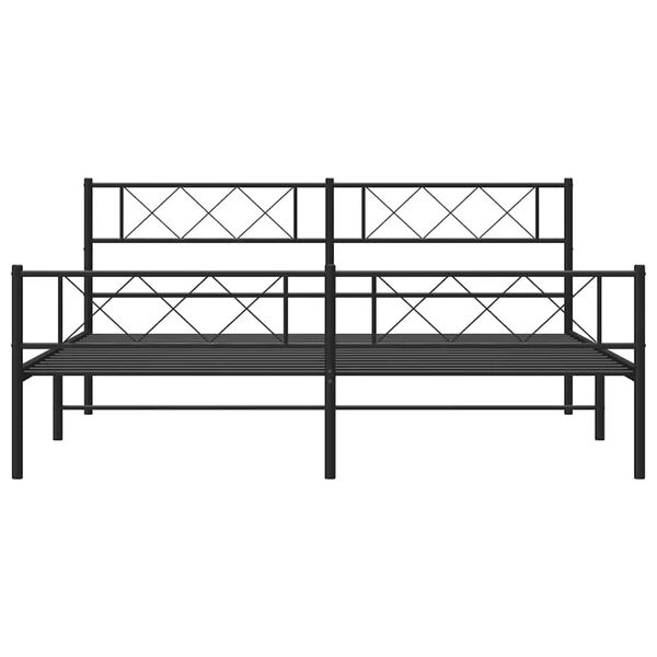 vidaXL Metal Bed Frame without Mattress with Footboard Black 193x203cm