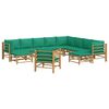 vidaXL 12 Piece Garden Lounge Set with Green Cushions Bamboo