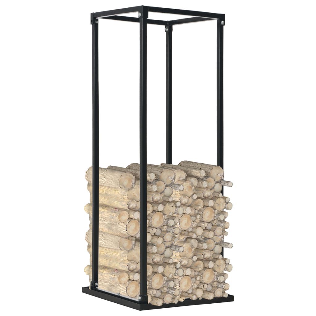 vidaXL Firewood Rack with Base Black 37x37x113 cm Steel