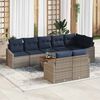 vidaXL Garden Sofa Set with Cushion 9 pcs Grey Poly Rattan