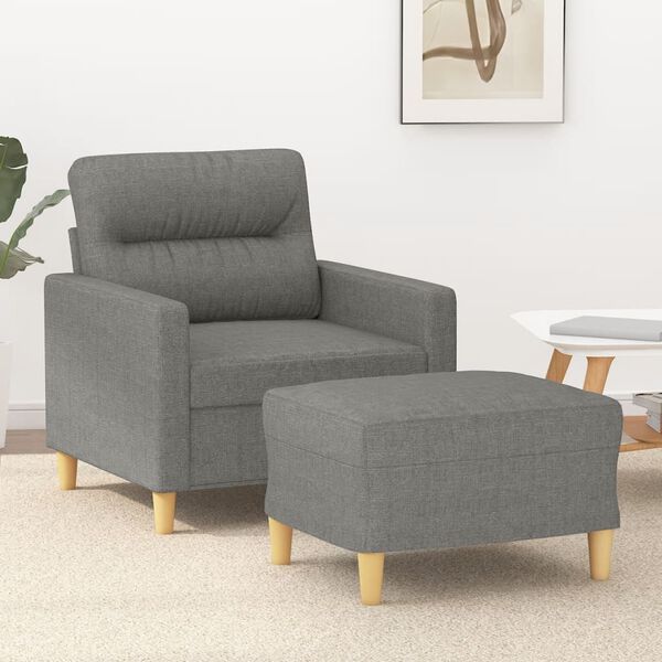 vidaXL Sofa Chair with Footstool Dark Grey 60 cm Fabric