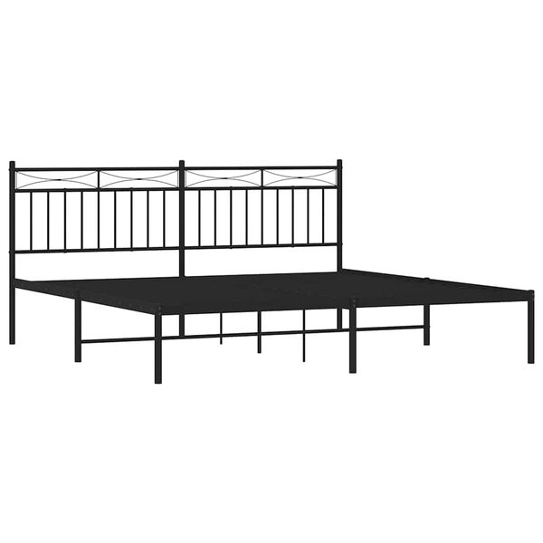 vidaXL Metal Bed Frame without Mattress with Headboard Black 183x213cm