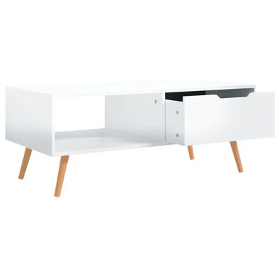 vidaXL Coffee Table High Gloss White 100x49.5x43 cm Engineered Wood