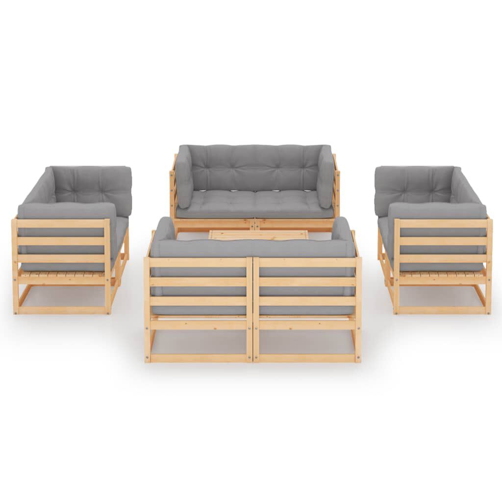 vidaXL 9 Piece Garden Lounge Set with Cushions Solid Pinewood